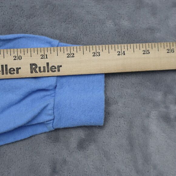 Gildan Shirt Mens M Blue Long Sleeve Graphic Print Activewear Pullover T Shirt - Picture 6 of 16